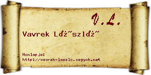 Vavrek László névjegykártya